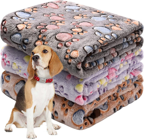 Dog Blankets for Large Dogs, Pet Blankets for Dog Bed Cover, Puppy Blankets for Couch, Kitten Blanket, Soft Fleece Blankets for Dogs, Cats, 41"x31", 3 Pack(2 Tan+1 Brown)