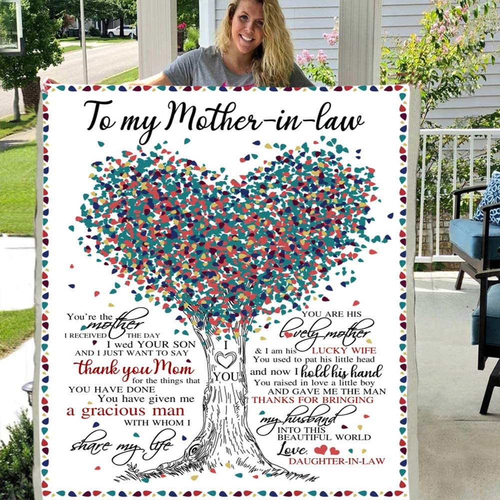 Mother's Day to My Mother in Law mom Gift Fleece Blanket for Women (X-Large 80 X 60 INCH)