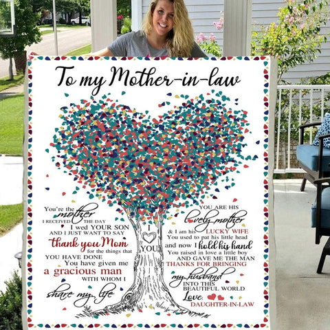 Mother's Day to My Mother in Law mom Gift Fleece Blanket for Women (X-Large 80 X 60 INCH)