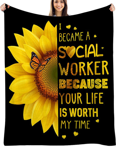 Sunflower Gifts for Women Sunflower Blanket for Women Friend Butterfly Blanket Inspirational Friendship Gift for Women 50*60in…