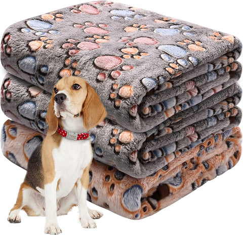 Dog Blankets for Large Dogs, Pet Blankets for Dog Bed Cover, Puppy Blankets for Couch, Kitten Blanket, Soft Fleece Blankets for Dogs, Cats, 41"x31", 3 Pack(2 Tan+1 Brown)