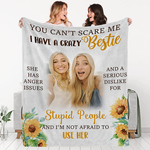 to My Besties Custom Friends Blanket with Many Characters,Change Hairstyles&Name Blankets,Personalized Friendship Blanket for Women,Best Friends,BFF, Bestie Birthday Gifts