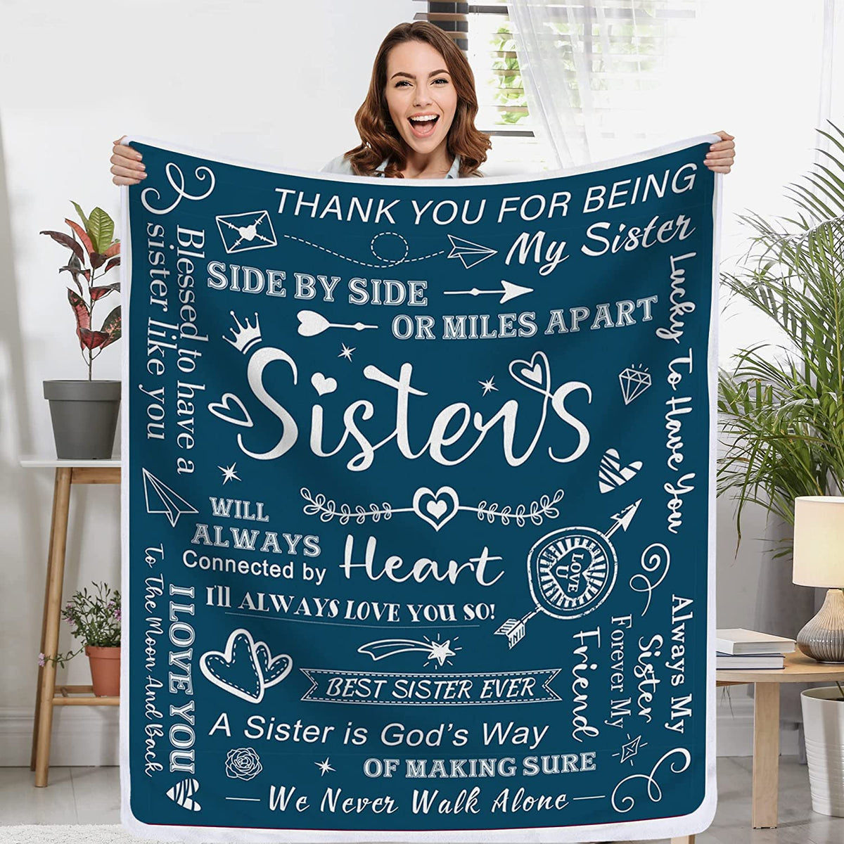 Sisters Gifts from Sister Blanket, Sister Gifts Throw Blanket, Sister Birthday Gifts from Sister, Gifts for Sister Soft Blanket, Big Sister Gift, Soft Purple Blanket 50" X 60"