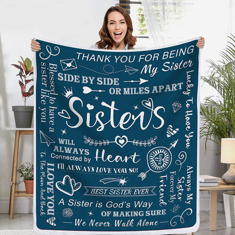 Sisters Gifts from Sister Blanket, Sister Gifts Throw Blanket, Sister Birthday Gifts from Sister, Gifts for Sister Soft Blanket, Big Sister Gift, Soft Purple Blanket 50" X 60"