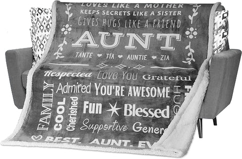 Aunt Mothers Day Gifts, Aunt Blanket from Niece or Nephew, Aunt Birthday Gift, Auntie Gifts, Soft Aunt Throw Blanket for Your Favorite Best Aunt Ever 60x50 Inches (Teal, Fleece)