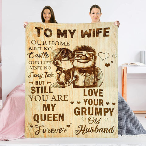 Personalized Flannel Blanket to My Wife Gift from Husband, Ultra Soft Flannel Fleece Blankets Christmas Birthday Valentine's Day Wedding Anniversary Throw Blanket Fits Couch Sofa Bed (59x79in)