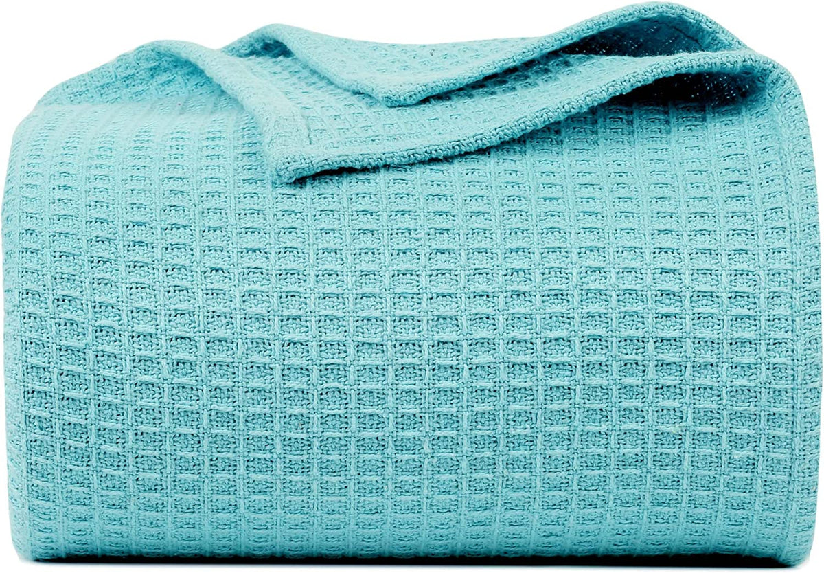 Blanket Queen Size 100% Cotton Throw Blanket - Soft Breathable Lightweight Layering All Season Thermal Blanket for Bed Sofa and Couch 90 x 90 Inches Grey Color by Bed Bath and Home