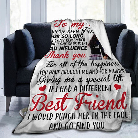 Fleece Blanket to My Sister Best Friend Bestie Printed Quilts Blanket Positive Encourage Flannel Blanket Gifts (40 * 50 inch,2)