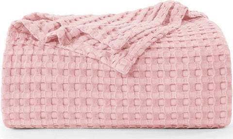 Bedding Cotton Waffle Blanket 300 GSM (White - 90x90 Inches) Soft Lightweight Breathable Bed Blanket Queen Size Layering Any Bed for All Season
