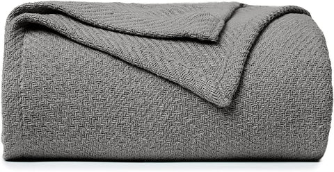 Cotton Blanket Queen Size, Luxury Blankets for Any-Home Decor, Waffle Blanket - Gifts for Mom, Soft Throw Blanket, Queen Size Blanket for Queen Bed, White Blanket - 90" X 90"