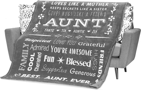 Aunt Mothers Day Gifts, Aunt Blanket from Niece or Nephew, Aunt Birthday Gift, Auntie Gifts, Soft Aunt Throw Blanket for Your Favorite Best Aunt Ever 60x50 Inches (Teal, Fleece)