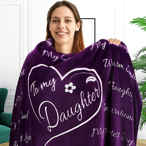 Mothers Day Gifts for Daughter, Daughter Gifts, to My Daughter Blanket, Daughter Gift from Mom, Gifts for Daughter from Mom, Birthday Gift for Daughter, Throw Blanket 65” x 50” (Silver)