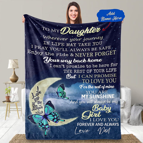 Daughter Gifts -55*70inches Butterfly Throw Blanket for Daughter Birthday/Christmas/Winter Gifts for Daughter from Mom and Dad