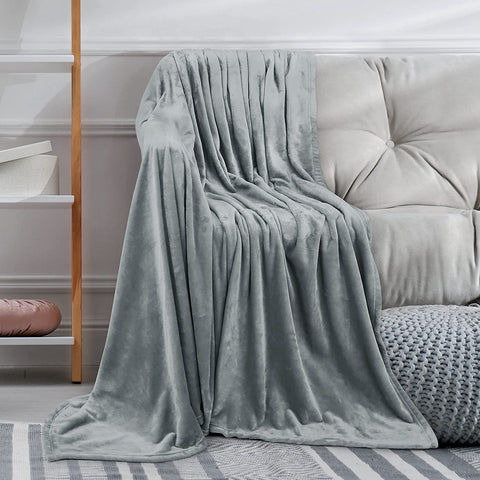 Bedding Fleece Blanket Queen Size Cool Grey Lightweight Fuzzy Soft Anti-Static Microfiber Bed Blanket (90x90 Inches)