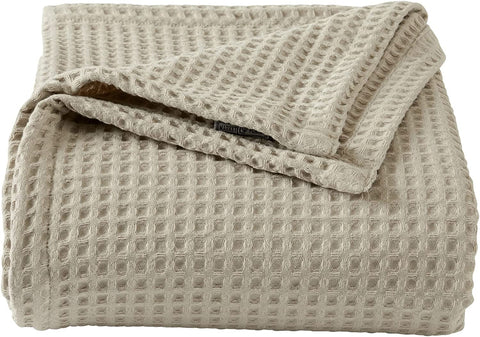 100% Cotton Waffle Weave Bed Blanket Soft, Breathable, and Lightweight Blanket for All-Season | Perfect for Layering | Brielle Collection (King, ICY Blue)