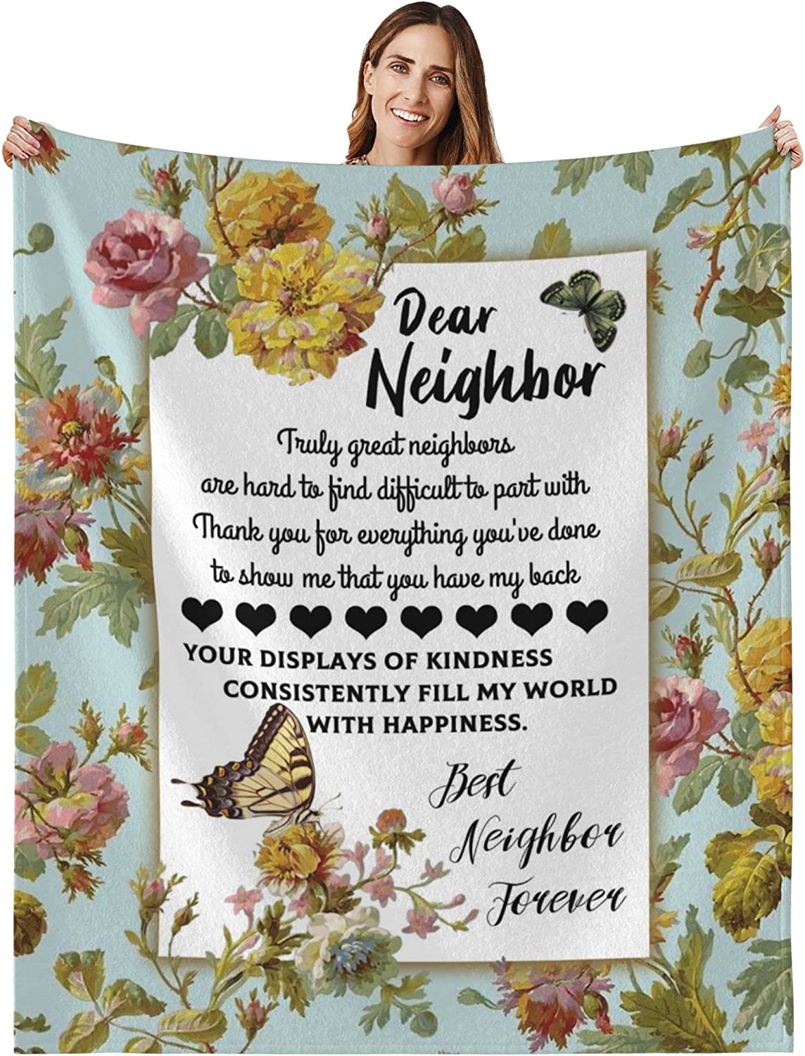 Gifts for Neighbors Blanket, Neighbor Gifts for Women - Printed Throw Blanket for Neighbors, Best Neighbor Gifts for Christmas, Birthday, Thanksgiving Day 50x60 Inches