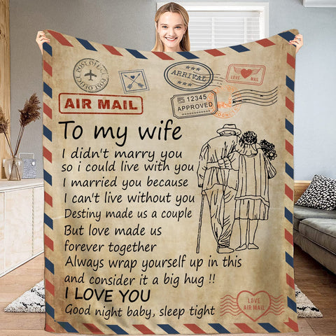 Wife Gifts Blanket, My from Husband, to Blanket Letter Personalized for Her Wedding Anniversary Romantic Throw Husband,Birthday Letter to Wife Blanket Large (60x80 inches)