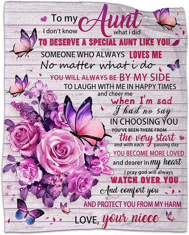 To My Mom Blanket from Daughter, Mom Pink Butterfly Blanket, Gifts for Mom, Mom Gifts from Daughters, Birthday for Mom Super Soft Cozy Flannel Throw Blanket 60" X 50"