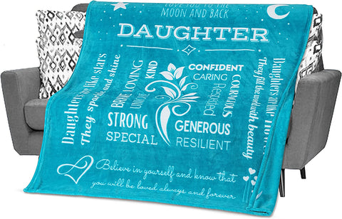 To My Daughter Blanket, Gifts for Daughter from Dad, Mom, Daughter Gifts for Teen Girls, Grown Women, Daughter Presents for Birthday, Mothers Day, Throw 60x50 Inches (Teal)