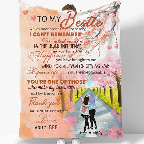 to My Bestie Best Friend Blanktet Besties, Women, Girls Personalized Name Best Friend Throw Blanket with Hairstyles for BFF, Special Friends Birthday Gifts Blanket