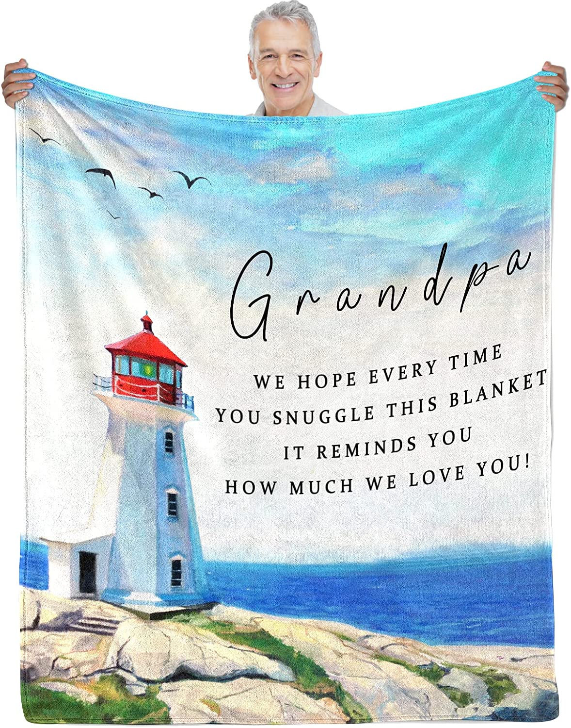 to My Grandpa Blankets from Grandkids Birthday Gifts for Grandpa from Granddaughter Blankets and Throws, Ultra Soft Quilt Flannel Fleece Bed Blankets 50" 60"