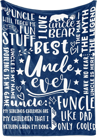 Gifts for Uncle, Throw Blanket for Uncle, Presents from Niece and Nephew for Christmas, Birthday, Father's Day - 50" x 65" Best Uncle Ever Bear