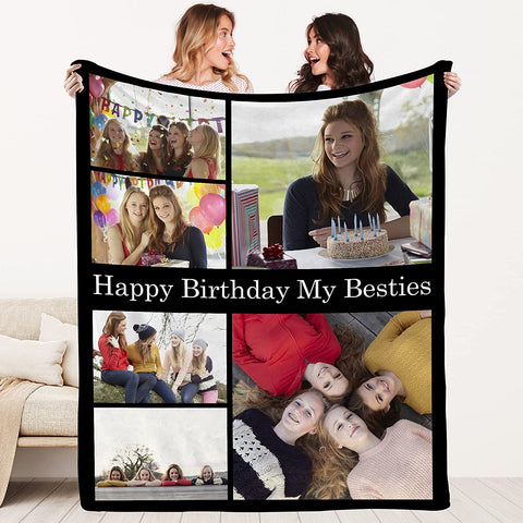 to My Besties Custom Friends Blanket with Many Characters,Change Hairstyles&Name Blankets,Personalized Friendship Blanket for Women,Best Friends,BFF, Bestie Birthday Gifts