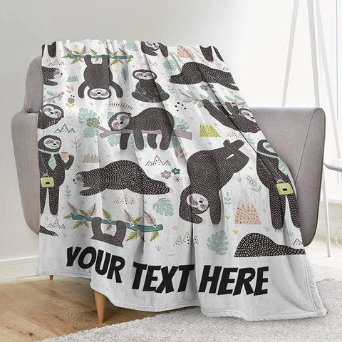 Sloth Blanket, Soft Sloth Throw Blanket for Adults Kids, Cozy Fleece Flannel Quilt for Boys Girls Lightweight Warm Travel Couch Bed Blankets, Green 40"X50"