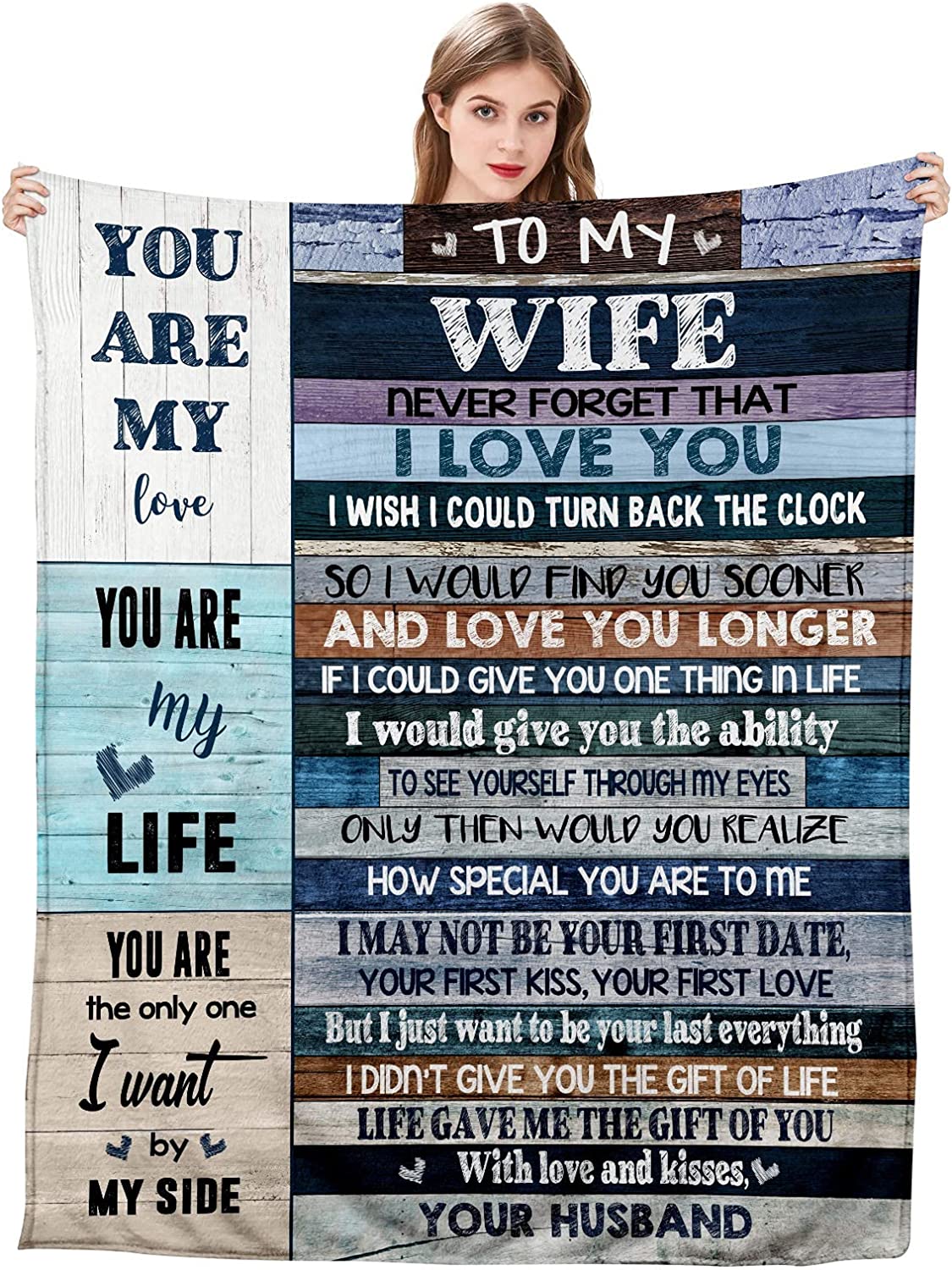 To My Wife Ultra-Soft Micro Fleece You are My Life Blanket Microfiber Valentine's Day Blanket Luxury Blanket for Bedding Sofa and Travel (80inchx60inch)