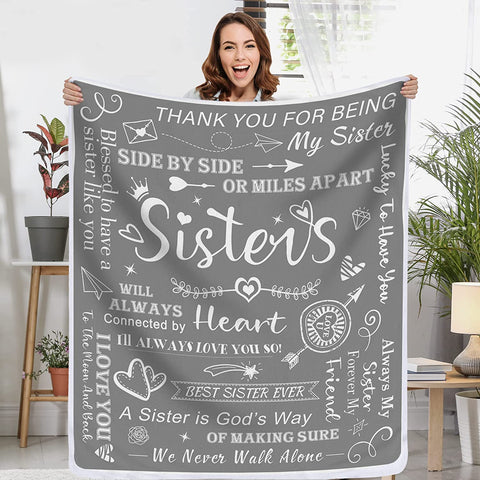 Sisters Gifts from Sister Blanket, Sister Gifts Throw Blanket, Sister Birthday Gifts from Sister, Gifts for Sister Soft Blanket, Big Sister Gift, Soft Purple Blanket 50" X 60"