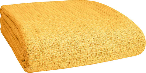 100% Cotton Breathable Blanket Full - Queen Size, Thermal , Perfect for Layering Any Bed for All Season, Teal Green