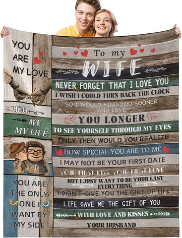 to My Husband Blanket from Wife, Romantic Anniversary Blanket for Husband from Wife, Birthday Gifts for My Husband Valentine's Day Gifts for Him, Warm Fleece Blanket Talking Love to Him, 50x60inch