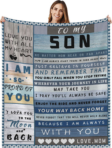 Son Blanket, Gifts for Son to My Son Blanket from Mom, Birthday Gifts for Son from Mom, Son Gifts from Mom, Graduation Gifts for Son, Soft Fleece Throw Blanket Talking Love to Him 50x60 inch