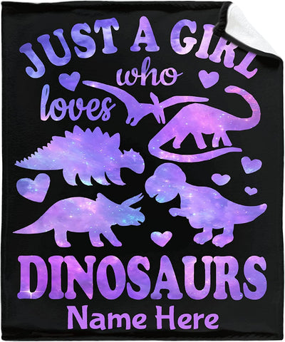 Dinosaur Blanket Gift for Women Kid Plush Just A Girl Who Loves Dinosaurs Soft Throw Dino Comfy Sheet Jurassic Animal Lovers Fans Gifts Lightweight Flannel Blankets for Couch Chair-50 x40 for Child