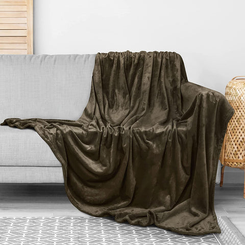 Bedding Fleece Blanket Queen Size Grey 300GSM Luxury Bed Blanket Anti-Static Fuzzy Soft Blanket Microfiber (90x90 Inches)