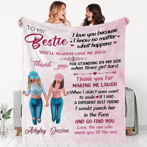 to My Besties Custom Friends Blanket with Many Characters,Change Hairstyles&Name Blankets,Personalized Friendship Blanket for Women,Best Friends,BFF, Bestie Birthday Gifts