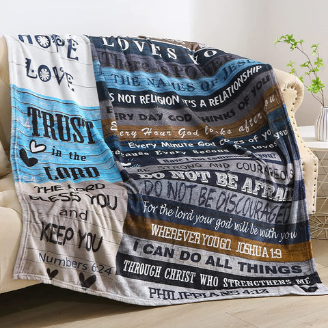 Christian Blanket Gifts for Women, Inspirational Religious Scripture Birthday for Women Men Friends Mother Father, Bible Verse Prayers, 50x60 Inch