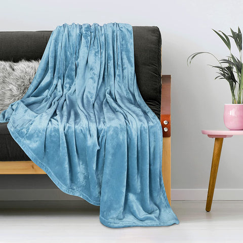 Bedding Fleece Blanket Queen Size Grey 300GSM Luxury Bed Blanket Anti-Static Fuzzy Soft Blanket Microfiber (90x90 Inches)