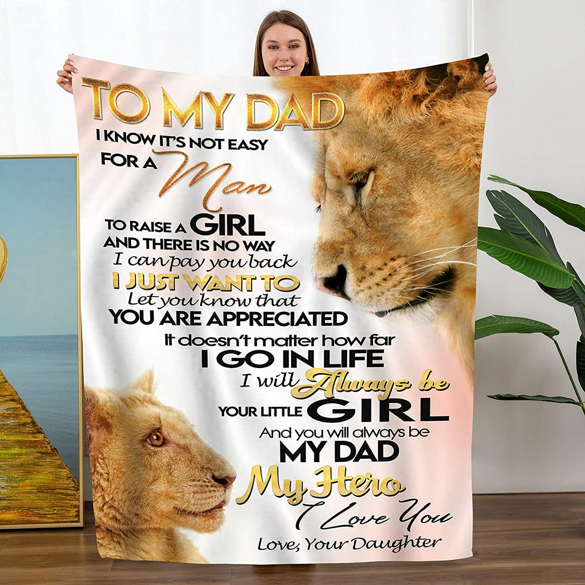 Mothers Day Birthday Gifts for Daughters, Daughter Gifts, to My Daughter Gifts from Dad - School Graduation Gifts, Daughter Blanket 55"x 70"