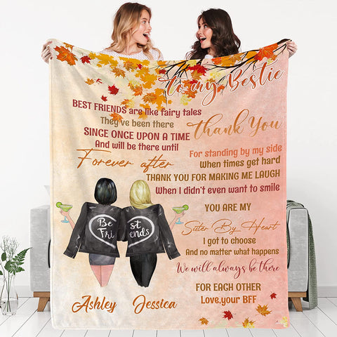 to My Besties Custom Friends Blanket with Many Characters,Change Hairstyles&Name Blankets,Personalized Friendship Blanket for Women,Best Friends,BFF, Bestie Birthday Gifts