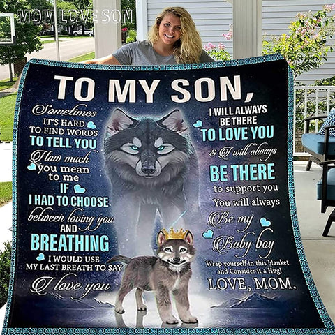 Son Gifts Blanket,to My Son Personalized Blanket from Mom, Birthday Gifts for Son from Mom, Son Graduation Gifts from Mom for Him(B-50 * 60in)
