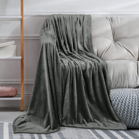 Bedding Fleece Blanket Queen Size Cool Grey Lightweight Fuzzy Soft Anti-Static Microfiber Bed Blanket (90x90 Inches)