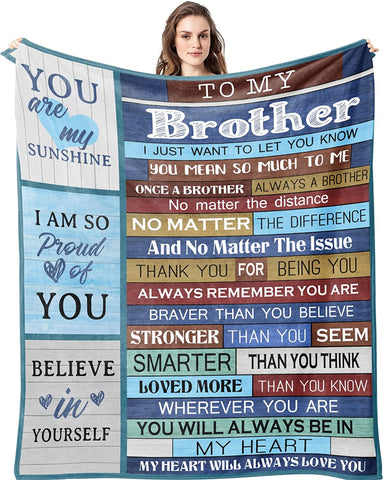 Brother Gifts from Sister, Gifts for Brother Blanket, to My Brother Blanket Birthday Gifts for Brother Adult, Brother Birthday Gifts from Sister, Big Brother Gifts for Anniversary Valentine(60"x50")