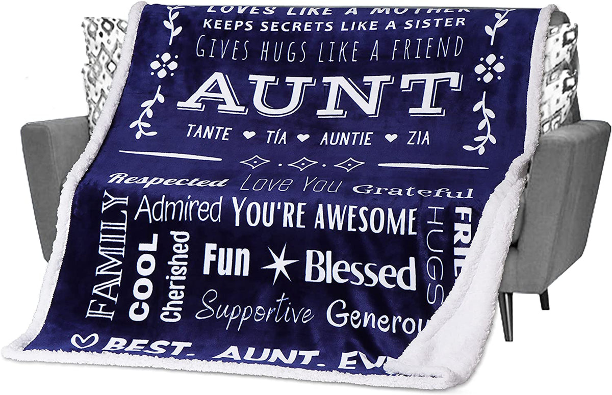 Aunt Mothers Day Gifts, Aunt Blanket from Niece or Nephew, Aunt Birthday Gift, Auntie Gifts, Soft Aunt Throw Blanket for Your Favorite Best Aunt Ever 60x50 Inches (Teal, Fleece)