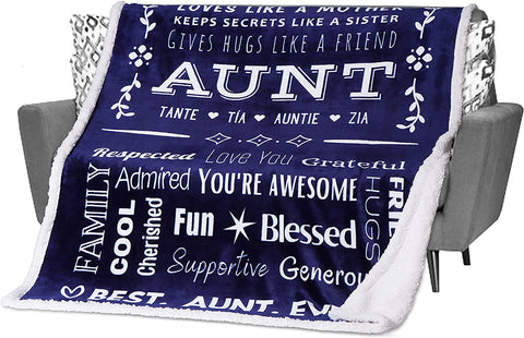Aunt Mothers Day Gifts, Aunt Blanket from Niece or Nephew, Aunt Birthday Gift, Auntie Gifts, Soft Aunt Throw Blanket for Your Favorite Best Aunt Ever 60x50 Inches (Teal, Fleece)