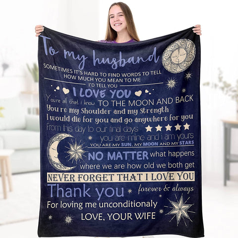 Throw Blanket Gifts to My Husband Blanket Gifts for Husband, Bedding Sofa Couch Decor Present for Valentine's Day Anniversary Birthday from Wife 50"x60"