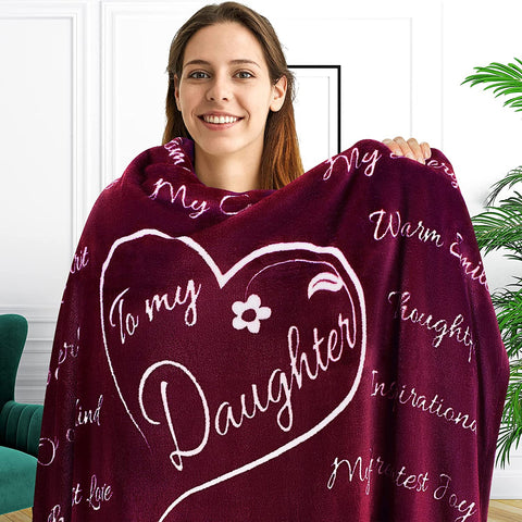 Mothers Day Gifts for Daughter, Daughter Gifts, to My Daughter Blanket, Daughter Gift from Mom, Gifts for Daughter from Mom, Birthday Gift for Daughter, Throw Blanket 65” x 50” (Silver)