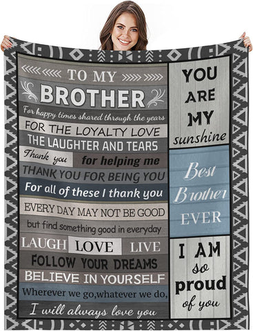 Gifts for Brother Blanket, Brother Gift from Sister - Brother Gifts - Brother Birthday Gift - Birthday Gifts for Men - Soft Flannel Throw Blankets for Bed Sofa Couch Travel Beach (Wolf, 50x60 in)