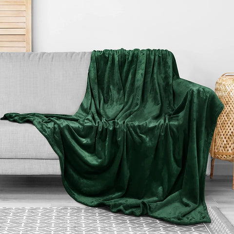 Bedding Fleece Blanket Queen Size Grey 300GSM Luxury Bed Blanket Anti-Static Fuzzy Soft Blanket Microfiber (90x90 Inches)