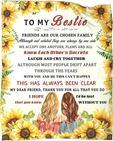 to My Best Friend Blanket for Women Ultra Soft Flannel Throw Blanket for Friends BFF Bestie Girls Birthday Anniversary 50 x 60 Inch